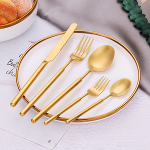 Mới phát hành sản phẩm xi lanh xử lý Flatware Set 304 thép không gỉ bạc đám cưới Mộc Mạc Matte đen thiết lập dao kéo - Product Image 4