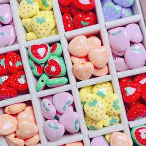 प्लास्टिक ऐक्रेलिक बीड प्यारा फल पसंद स्ट्रॉबेरी वाटरमेलन ऐक्रेलिक कंगन गहने बनाने के लिए - Product Image 1