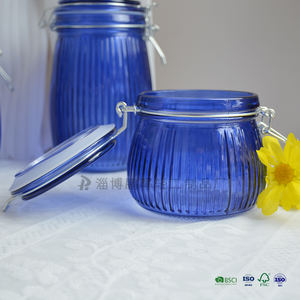 Pot <span class=keywords><strong>de</strong></span> conservation en verre bleu avec couvercle hermétique à clip pour la mise en conserve à domicile <span class=keywords><strong>de</strong></span> confitures, cornichons et épices - Product Image 4
