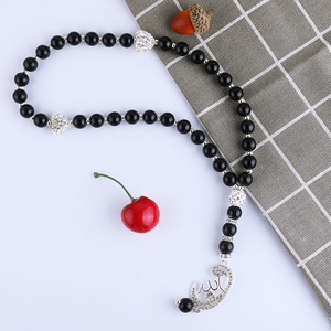 Bola de diamante blanca islámica, <span class=keywords><strong>Perla</strong></span> <span class=keywords><strong>Negra</strong></span> 33, cuentas de oración islámica, Tesbih, Dios, Mesbaha, Sibha, venta al por mayor - Product Image 2