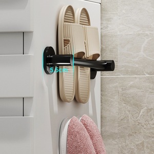 Bathroom Slipper <b>Rack</b> Wall Mounted Aluminum Stainless Steel 1 Layer Toilet <b>Storage</b> <b>Rack</b> For Bathroom With 25kg Load Capacity - Product Image 2