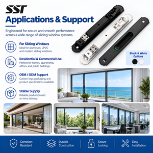 SSR SSR-1 ชุดล็อคประตูบานเลื่อนแบบดั้งเดิม ผลิตจากโลหะผสมสังกะสีและอะลูมิเนียม ทนทาน พร้อมกลอนหน้าต่างแบบฝัง  ด้ามจับแบบซ่อน  พร้อมสกรู  รับประกัน 1 ปี - Product Image 6