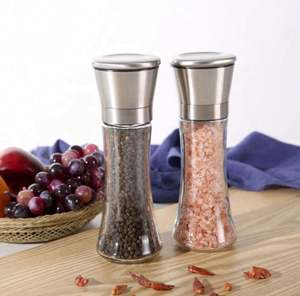 Ensemble moulin à sel et à poivre en acier inoxydable avec support et brosse - Product Image 2