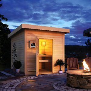 Sauna extérieur compact carré pour 2 personnes, chauffage infrarouge, écologique, en bois de fer, chauffage rapide, montage facile sans outils, <span class=keywords><strong>spa</strong></span> à domicile - Product Image 5