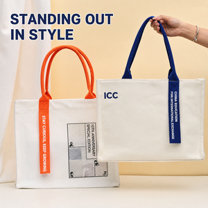 Borsa Tote in Tela con Logo Personalizzato, Shopper 3D con Manico a Nastro <span class=keywords><strong>per</strong></span> Promozione Universitaria e Aziendale - Product Image 3
