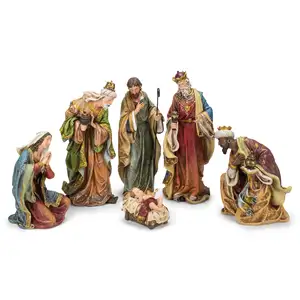 Christmas crib set big decoration western home decoration resin religious nativity catholic holy family statue crib