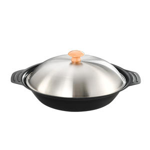 Nueva Llegada: Utensilios de Cocina Coreanos Antiadherentes de Acero al Carbono, Sartenes para <span class=keywords><strong>Paella</strong></span>, Ecológicas, Aptas para Cocina de Gas, Acero Inoxidable Negro - Product Image 1