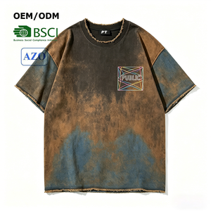 เสื้อยืดคอกลมทรงหลวมไล่เฉดสีสำหรับผู้ชาย ปี 2026 แฟชั่นพิมพ์ลายแบบรีดร้อนตามเทรนด์ ผ้าฝ้าย 100% สไตล์สตรีทแวร์ - Product Image 1