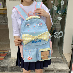High-appearance fashionable cute plaid bowknot <b>backpack</b> for large capacity <b>backpack</b> - Product Image 2