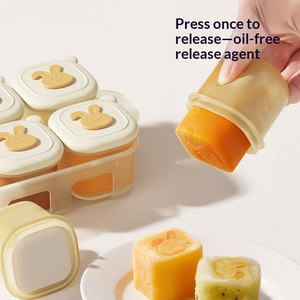 Bac de congélation <span class=keywords><strong>pour</strong></span> aliments <span class=keywords><strong>pour</strong></span> bébés en silicone platine sans BPA, 8 compartiments, récipients de stockage avec couvercles, cubes de purée à congeler - Product Image 2