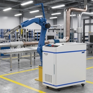 Robot de nettoyage au laser à fibre intelligent avec positionnement automatisé pour l'élimination des contaminants des surfaces de pièces métalliques complexes - Product Image 1