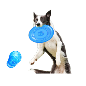 Disco Volador Grande de Goma TPR Ecológico, Resistente a Mordidas, Fácil de Lanzar, Diseño OVNI Dorado, Juguete Interactivo para Mascotas - Product Image 1