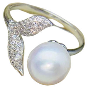 WENCHI 11714 10677 Accessoires DIY Support de bague en argent S925 avec perles rondes de 6-7 mm en pierre naturelle Panda Platine Matériau principal - Product Image 5