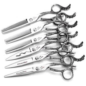 กรรไกรตัดผมมืออาชีพคาวาโมโตะ 6 นิ้ว ชุด 5 ชิ้น สไตล์ขนนก สแตนเลส 440C ด้ามยาว ใบมีดคม - Product Image 4