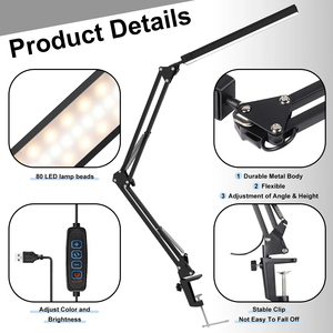 Có thể điều chỉnh Swing ARM gấp Clip đèn thủy tinh tối giản cánh tay dài kim loại bàn ánh sáng văn phòng nhà nghiên cứu Salon Bảng đọc ánh sáng AC - Product Image 3