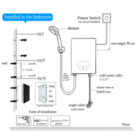 Chauffe-eau électrique instantané pour salle de bain, 12000W, télécommande, étanche IPX4, économie d'énergie, bon prix