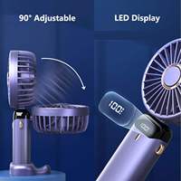Mini ventilateur de téléphone USB Type C portable, refroidisseur d'air manuel rechargeable, pliable, avec écran LED numérique, idéal pour le gaming, les voyages et comme cadeau