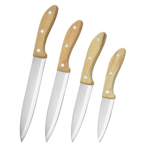 Stainless Steel Kitchen Knives With <b>Wooden</b> Handles Multi Purpose <b>Slicing</b> Knife Set 6-7.9in Blade Length High Polish Finish - Product Image 5