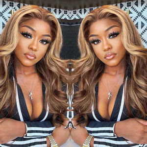 Peluca de Cabello Humano Rizado Profundo Frontal de Encaje Transparente 13*4 con Mechas P427, Ondas Corporales, 250% de Densidad, 100% Virgen sin Procesar - Product Image 5