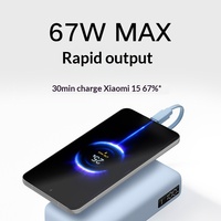 Batterie externe Mijia 20000mAh avec câble intégré, charge rapide 67W USB C PD pour téléphone, tablette, ordinateur portable, approuvée TSA, modèle PB2067