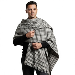Long Fashion Striped <b>Wool</b> Blend Skin-Friendly Breathable Shawl Scarf <b>Poncho</b> Wrap Winter Travel Accessory - Product Image 3