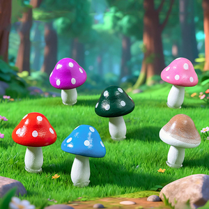 Colorful Wooden Mini Mushroom Craft Figurine <b>Miniatures</b> for Landscape Decorations Moss Plant Desktop Ornaments DIY Accessories - Product Image 4