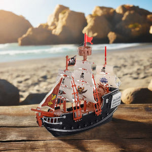 10 inç korsan tekne oyun seti-çocuklar için 2 aksiyon figürleri ve ağaç-eğlenceli oyuncak ile ayrıntılı korsan gemisi, korsan partisi iyilik ve ödül - Product Image 4
