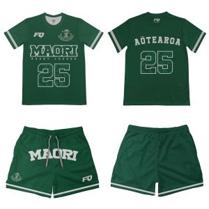 Kaos dan Celana Pendek Custom Motif Maori dengan Cetak Sublimasi, Kaos Latihan Lengan Pendek Custom Tag, Set Jersey dan Celana Pendek - Product Image 5