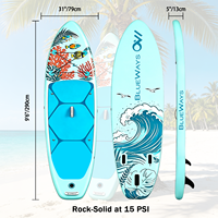 Planche de paddle gonflable Tropical Coral de 9'6'' pour adolescents, SUP junior extra large et stable de 31'', planche de stand up paddle de 5 pouces d'épaisseur