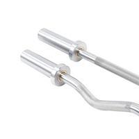 Barre de curling FitFirst en acier massif chromé de 47 pouces, 4 roulements, 2 bagues en cuivre, poignée de 28 mm, charge maximale de 500 lb, musculation commerciale