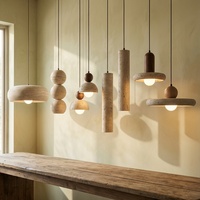 Lampe suspendue en travertin Wabi Sabi carrée en pierre naturelle pour salle à manger, villa, hôtel