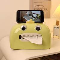 Boîte à mouchoirs en porcelaine blanche Beihanmei, design créatif haut de gamme, motif visage de petit monstre amusant, décoration de salon, de bureau et pour mariages