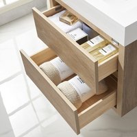 Petit lavabo simple de 24 pouces avec tiroirs OEM Lavabo mural en PVC Meuble sous vasque de salle de bain