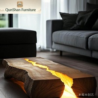 Table basse en bois massif craquelé, style Wabi-Sabi chinois, avec pilier carré unique en bloc de bois entier, pour salon et salle de thé