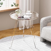 Table d'appoint moderne en acrylique transparent, petite table ronde pour salon, chambre, bureau, petits espaces