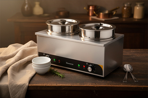 Calentador de alimentos de buffet comercial profesional Ollas dobles Bain Marie. - Product Image 3