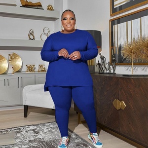 Nuova Collezione 2025 <span class=keywords><strong>Abbigliamento</strong></span> Autunnale <span class=keywords><strong>Taglie</strong></span> Forti per Donna, Set da Casa in Tessuto Confortevole ad Alta Elasticità in Tinta Unita - Product Image 6