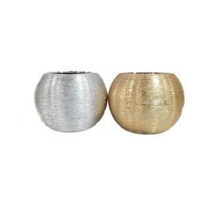 लक्जरी नॉर्डिक विंटेज सजावट गेंद के आकार दौर बड़ा सोने सिरेमिक टेबलटॉप फूल फूलदान - Product Image 1