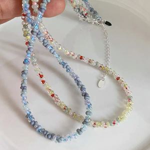Collier de perles en pierre naturelle colorée, chaîne de clavicule en argent sterling S925, style coréen, doux et sophistiqué, pour un usage quotidien - Product Image 1