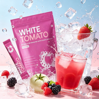 OEM ODM 5g*7 Sachets de poudre de tomate blanche, mélange de boisson botanique avec baies d'açaï, poudre de boisson éclaircissante pour la peau