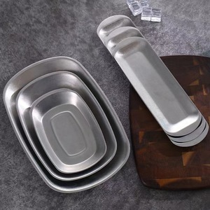 Stainless Steel Long Rectangular Plate For Sushi Snack Barbecue Hotel Use Solid Color - Product Image 2