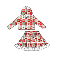 Vente saisonnière confortable sweat à capuche à fleurs ensemble de robe jupe en dentelle pour filles adolescents enfants inspiré de Noël doublé pour l'automne