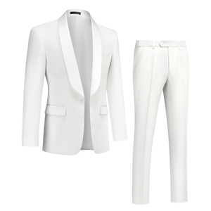 <span class=keywords><strong>Costume</strong></span> Homme Sur Mesure Formel à Revers Châle <span class=keywords><strong>Blanc</strong></span>, Ensemble 3 Pièces pour <span class=keywords><strong>Mariage</strong></span>, Smoking de Marié - Product Image 2