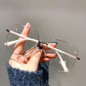 New Simple Super Big square Metal <strong>Frame</strong> Women's Retro Anti-blue Light Blocking Glasses Optical Computer Glasses <strong>Frame</strong> - Product Image 5