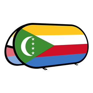 Bannière ovale Comores en tissu tricoté warp-knit pour la promotion publicitaire en extérieur, tente extérieure - Product Image 1