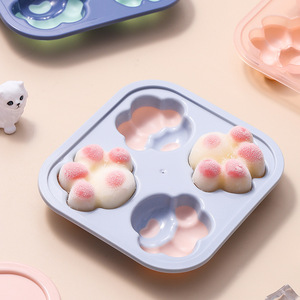 Cat Paw Silicone Mold &amp; PP Plastic Ice Cube <strong>Tray</strong> Set for <strong>Milk</strong> Tea Cocktails &amp; Pet-Themed Parties Ice Cream Maker - Product Image 1