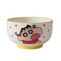 Crayon Shin-chan – Ensemble de 4 bols à riz en céramique de 4,5 pouces, motif 4 personnages sous glaçure, en porcelaine, idéal pour la famille