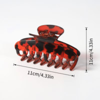 Pince à cheveux en plastique grande taille effet écaille de tortue 11 cm pour femmes, idéale pour cheveux épais