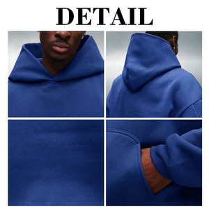 KingSen Autumn Winter 350gsm <b>Men's</b> Custom <b>Pullover</b> Hoodie Heavyweight 100% Cotton Embroidered Logo Pocket Eco-Friendly Windproof - Product Image 6