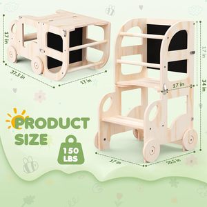 Silla plegable <span class=keywords><strong>para</strong></span> niños de <span class=keywords><strong>1</strong></span> a 3 años, taburete de cocina <span class=keywords><strong>para</strong></span> niños pequeños, torre de <span class=keywords><strong>pizarra</strong></span>, soporte <span class=keywords><strong>para</strong></span> aprender de madera de pie - Product Image 3